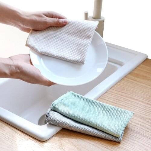 3PCS High Efficiency Microfiber square Scouring Pad Strong Water Absorption Anti-oil Dishcloth Reusable Home Kitchen Clean Cloth