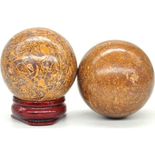 40mm Fossil Elephant Skin Jasper Quartz Crystal Shpere Healing Reiki Gemstone Massage Ball Trinket Natural Stone Decoration