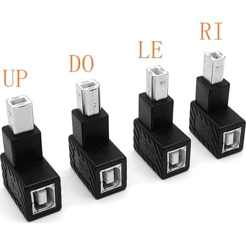 Newest UP&Down&Left& Right Angled 90 Degree USB 2.0 B Type Male to Female Extension Adapter for Printer Scanner converter
