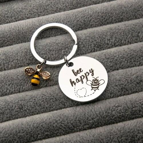 Honey Bee Keychain " Bee Happy" Lovely Birthday Keyring Keychain Inspirational Keychain Bee Jewelry Motivational Gift