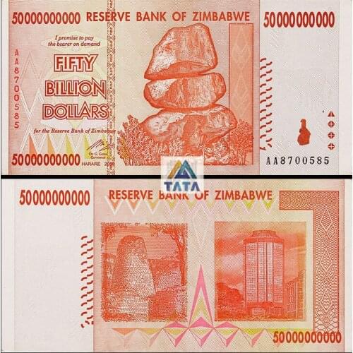Zimbabwe Fifty Billion Dollars Paper Money Banknote 2008 Bank Note Non-currency Collectibles, 80%~90% new