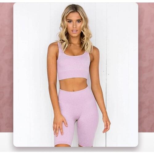 Quick-drying Running Seamless Women Yoga Set High-elastic Sports Bra Fitness Shorts Sets Yoga Clothes for Women