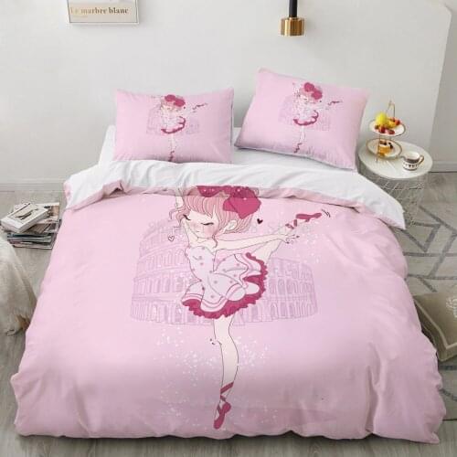 New Ballet Dancing Girl Duvet Cover Children Kids Printed Cartoon Lovely Ballerinas Bedding Set Princess Quilt Cover
