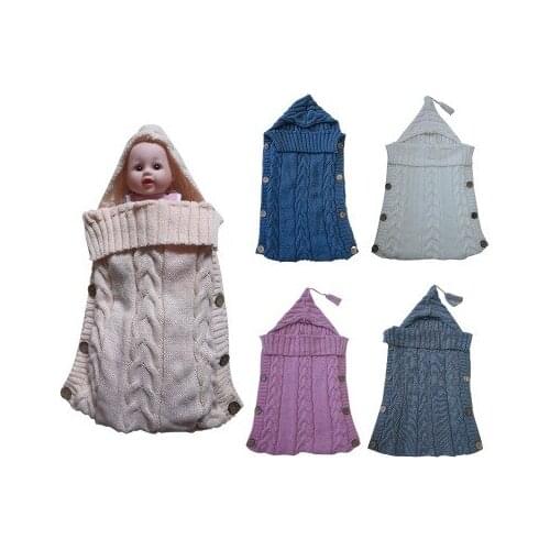 Baby Sleeping Bag Envelope Winter Kids Sleepsack Footmuff For Stroller Knitted Sleep Sack Newborn Swaddle Knit Sleeping Bag