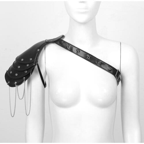 Gothic Steampunk Shoulder Armors with Arm Strap Set Exotic Cosplay Costumes Wetlook PU Leather Harness Muscle Belt for Halloween