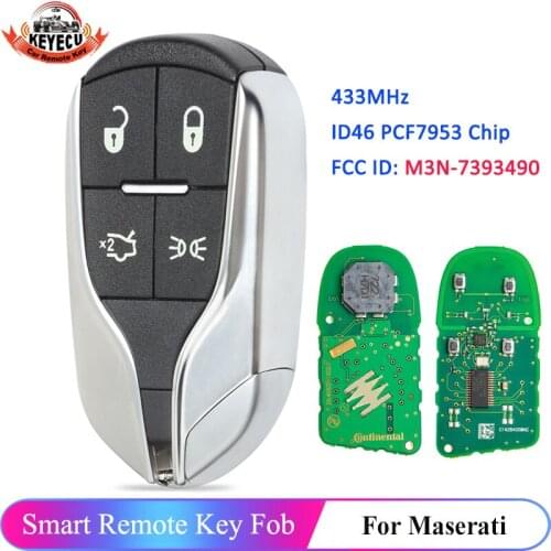 KEYECU Smart Remote Key Fob 4 Button 433.92MHz for Maserati Ghibli Quattroporte FCC: M3N7393490
