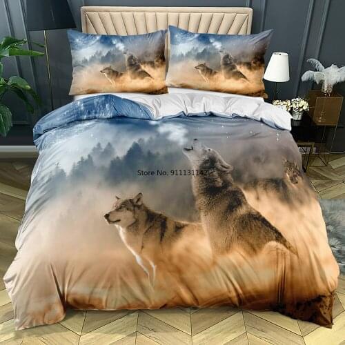 3D Wolf Animal Digital Print Bedding Set Fashion and Comfortable King Queen Double Single Size Home Textile