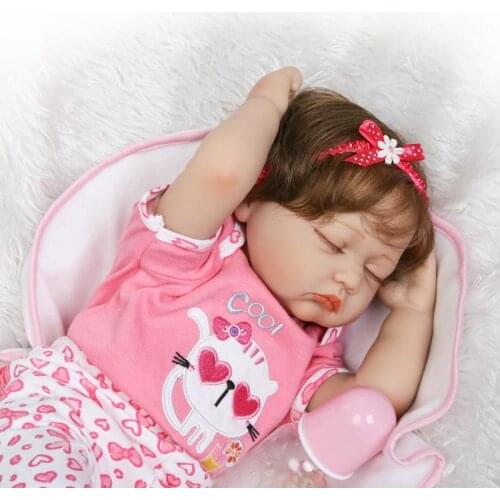 NPK DOLL in Cute cat clothes bebe reborn doll 22'' touch soft 3/4 silicone vinyl babies doll 55cm fashion toys gift for girls