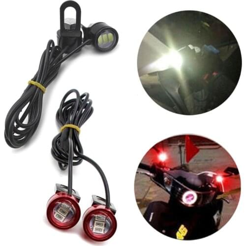 Motorcycle Rearview Mirror Eagle Eye Flash Strobe 3LED Motorcycle Signal Light DRL White/Red Night Safety Signal Lights