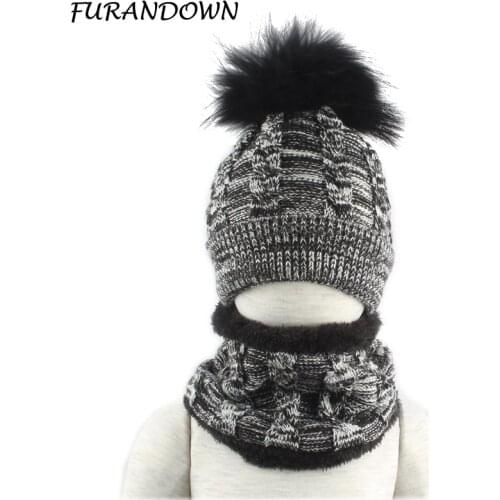 3-8 Years Old Unisex Winter Baby Hat Children Winter Fleece Hat Scarf Neck Warmer Beanie With Scarf Cap