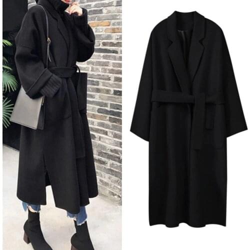 Lanxirui Long Coat Winter Coat Women Belted Solid Coat Womens Jacket Womens 5 Colors Coat wool Coat