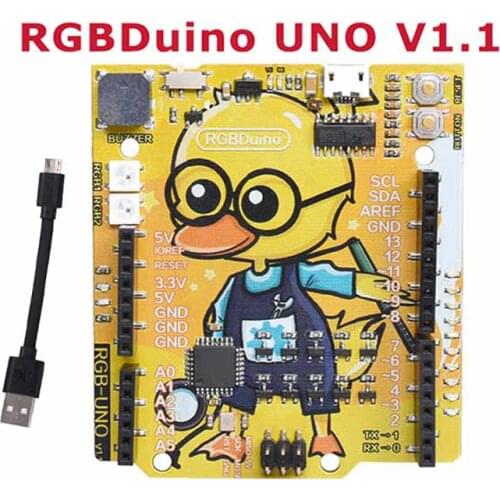 RGBDuino UNO V1.1 Geek Duck Development Board ATmega328P CH340C Micro USB Vs Arduino UNO For Raspberry Pi 3B Raspberry Pi 4B