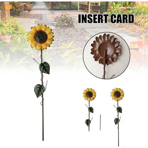 Sunflower Place Stake Retro Metal Outdoor Garden Landscape Decoration Sunflower Ornaments JDH88