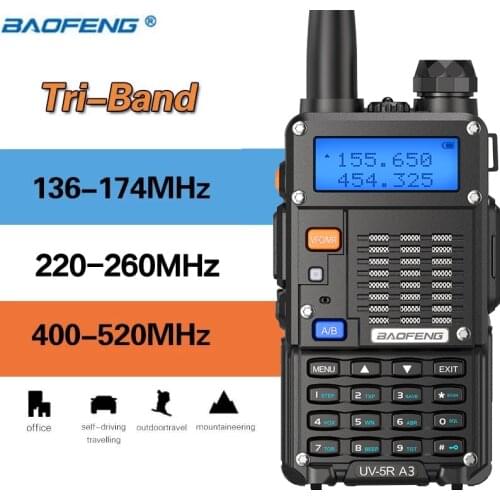 BAOFENG UV-5R A3 Tri-band 220-260Mhz 5W Walkie Talkie Portable CB Ham Radio hf Transceiver UV- 5RX3 UV-5R III Two Way Radio