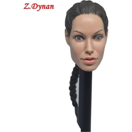 1/6 Sale Star Angelina Jolie Head Carving with Detachable Braid Lara Diy Accessory
