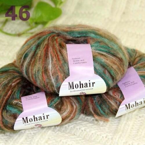 Sale New 3BallsX25g Luxury Soft Mohair Warm Wrap Shawl Hand Knit Crochet Yarn 291-46 Green Orange Coffee Multi