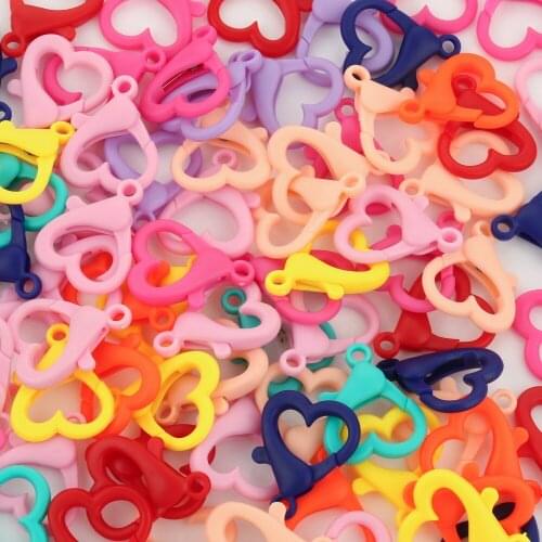 Mixed Color Plastic Love Heart Lobster Clasps Hooks For Jewelry Making Handmade Diy Necklace Bracelet Chain Supplies Accessories