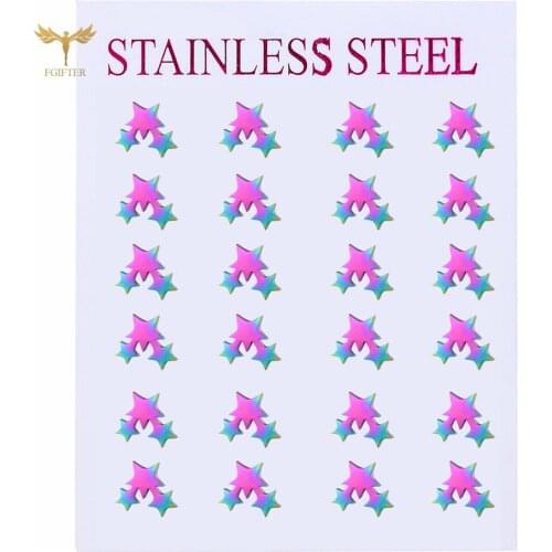 Three Stars Romantic Womens Stud Earrings 2020 New Earrings Piercing Color Stainless Steel Jewelry Set Wholesale 12 Pairs