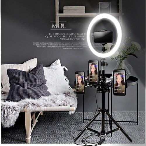 26CM 24W Dimmable LED Studio Camera Selfie Ring Light Photo Mobile Phone Video Annular Lamp Tripod & Phone Holder