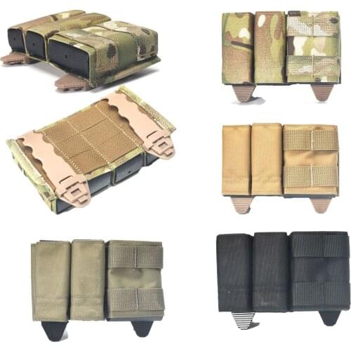 Tactical Airsoft 5.56 9MM Side Triple Magazine Pouch Multicam Vest Molle Mag Ammo Pouch Bags