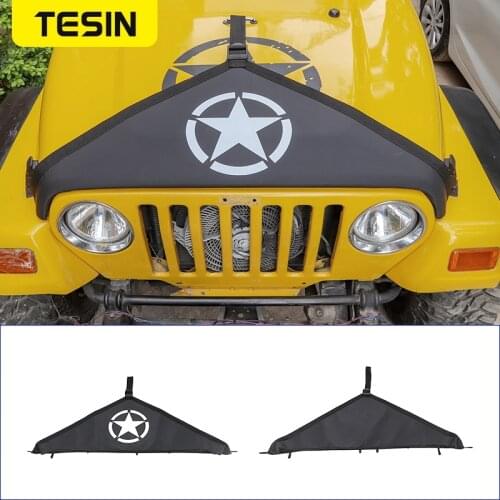TESIN Engine Bonnets Cover for Jeep Wrangler TJ 1997-2006 Canvas Car Front Hood Bra Cover Protector for Jeep TJ Car Accessories