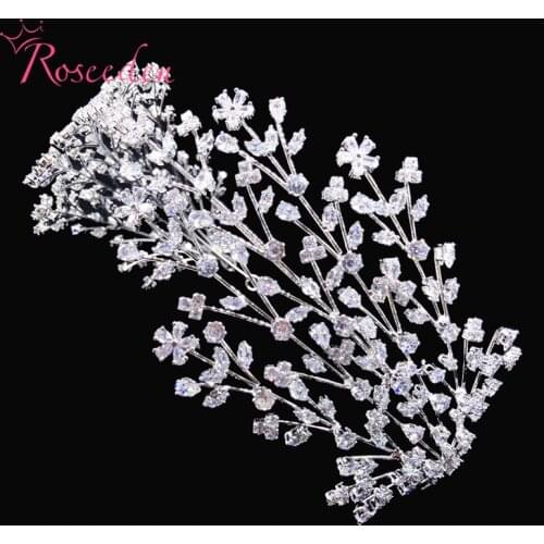 Luxury Cubic Zirconia Tiaras Wedding Hair Jewelry Rhinestones Beauty Graduation Crown Bride Headwear Drop shipping RE4030