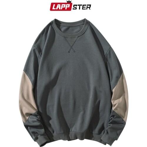 LAPPSTER-Youth Men Streetwear Patchwork Hoodies Sweatshirts 2020 Oversized Mens Harajuku Hoodie Korean Color Block Khaki Clothes