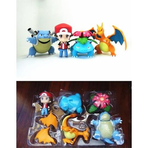 Tomy Pokemon Action Figure Model Charizard Bulbasaur Cartoon Doll Toy For Children Pokemon Change Face Q Version Clay Toys