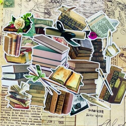 Vintae Old Book Material Sticker DIY Scrapbooking Journal Base Collage Mobile Phone Diary Gift Seal Decoration