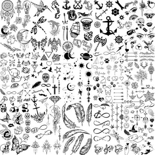 Planet Infinity Feather Arrow Temporary Tattoos For Women Adult Kids Pirate Anchor Animal Fake Tattoo Neck Arm Hands Small Tatoo