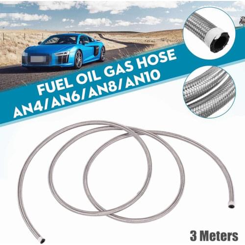 High Pressure 3 Meters AN4-AN12 Stainless Steel Car Fuel Hose End Oil Hose Tube Braided Gas Line Turbo Oil Cooler Pipe Universal