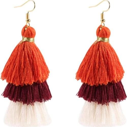 LOULEUR 3 Layered Bohemian Fringed Cheap Statement Tassel Earrings aFor Women Long Drop Dangle Earrings 2019 Boho Indian Jewelry