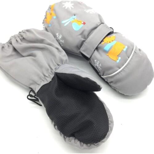Winter New Children Print Cartoon Deer Rabbit Thickening Ski Gloves Kids Windproof Waterproof Non-slip Long-sleeved Mittens CORB