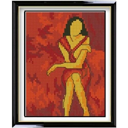 Gold Collection Beautiful Counted Cross Stitch Kit Portrait of Woman in Red Dress Girl Lady rto