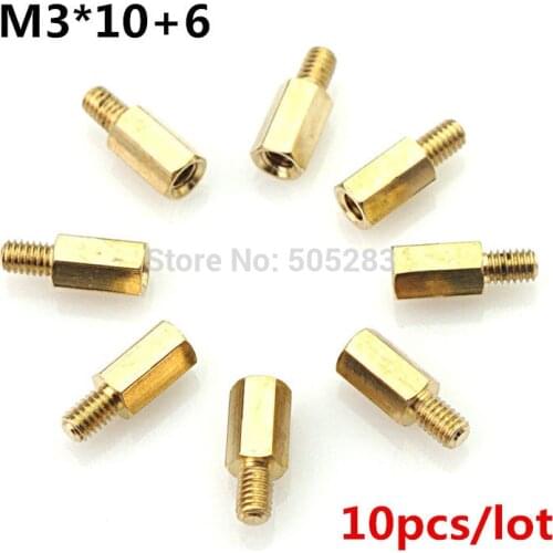 10pcs Motherboard Riser M3x10+6 Hexagon Copper Screws M3*10mm Hex Head Nut Computer PC Repair Power Screw Washer Tool HY028