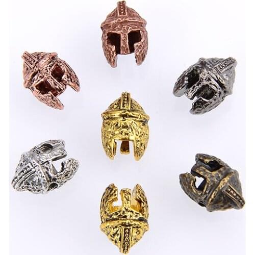 10PCS/ package Wholesale accessories charm Spartan Helmet Bead Antique Color for Bracelet Keychain or DIY Lanyard Making