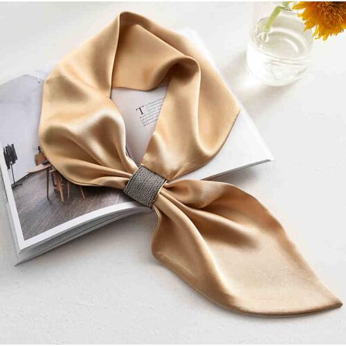 100% Silk Necktie with Shinning Beads Women Ladies Solid Natural Silk Neckerchief Wraps Headband