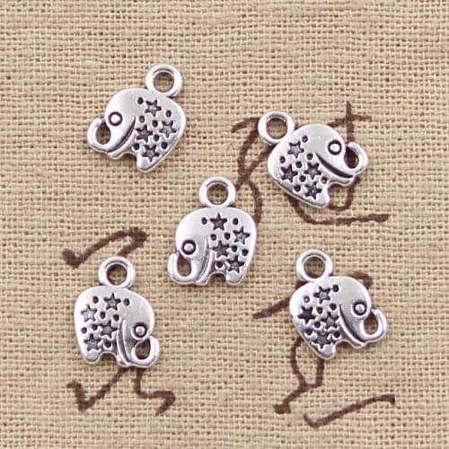 15pcs Charms lovely elephant star 11*8mm Antique Tibetan Silver Pendant Findings Accessories DIY Vintage Choker Necklace