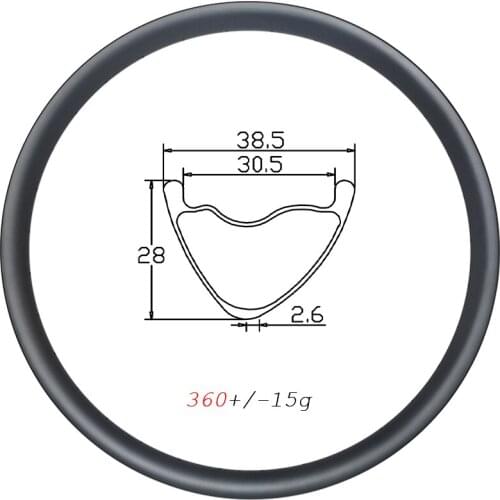 29er 360g Asymmetric 38.5mm wide MTB XC carbon rims clincher tubeless disc 28mm deep mountain wheels 24H 28H 32H UD matte glossy