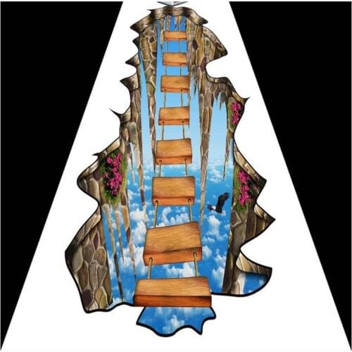 Beibehang Floor wallpaper 3d for bathrooms sky ladder 3D wallpaper 3d floor murals PVC waterproof floor 3d floor painting