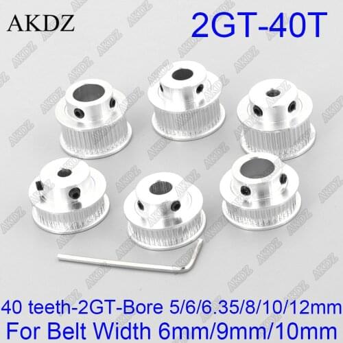 40 teeth 2GT Timing Pulley Bore 5/6/6.35/8/10/12mm for GT2 Open Synchronous belt width 6mm/10mm small backlash 40Teeth 40T