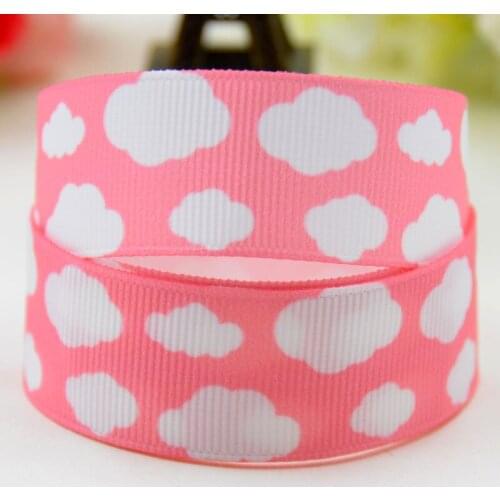 7/8'' 22mm,1" 25mm,1-1/2" 38mm,3" 75mm Cloud Cartoon Printed grosgrain ribbon party decoration DIY Hairbow 10 Yards X-01653