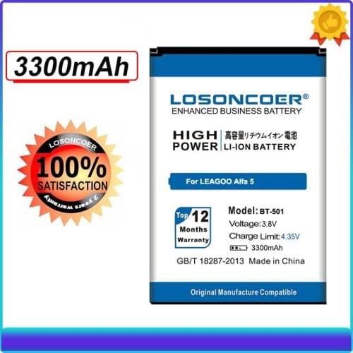 LOSONCOER 3300mAh BT-501 Mobile Phone Battery For LEAGOO Alfa 5 Battery
