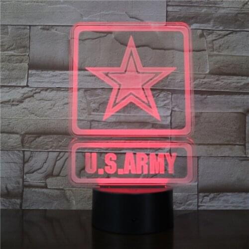 US Army Military Modern Atmosphere 3D Decor Visual Lamp Night Light Led Bedroom Wedding Decoration Gift Dropshipping