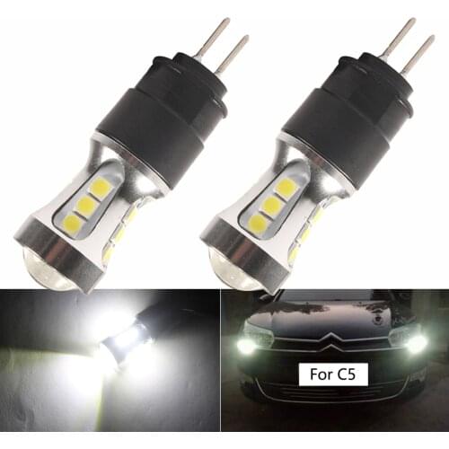 2Pcs White 6000k No Error HP24W G4 LED Bulbs For Citroen C5 Daytime Running Lights 3030 18-SMD Lamp For Peugeot 3008 Day Light
