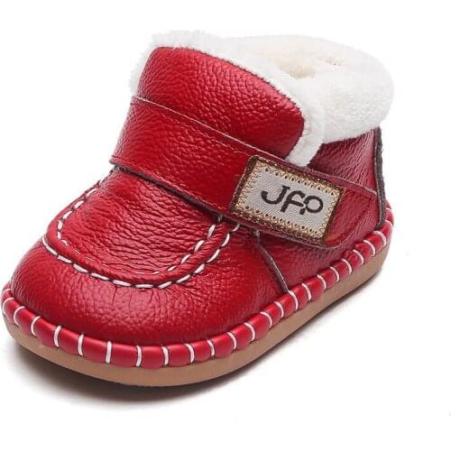 Infant Toddler Boots Winter Baby Girls Boys Snow Boots Warm Plush Soft Bottom Genuine Leather Outdoor Kids Children Shoes