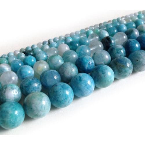 4-14mm Round Blue Synthetic Hemimorphite Beads Natural Stone Beads For Jewelry Making Beads 15'' DIY Beads Trinket For Women