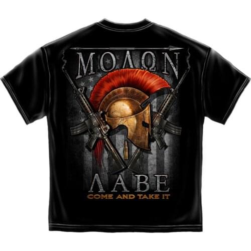 Double Side 2Nd Second Amendment Ar-15 Guns Riffle Flag Usa Molon Labe Nra T-Shirt 2019 Fashion High Quality Men T Shirt Design
