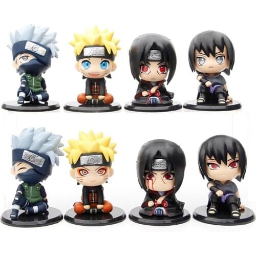 4Pcs/Set 9CM Anime Uzumaki Naruto Uchiha Sasuke Hatake Kakashi Uchiha Itachi Action Figure Toys Cartoon Dolls Gifts Kids