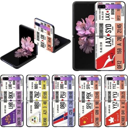 Mobile Phone Case For Samsung Galaxy Z Flip 6.7" Black Hard PC Cover Boarding Pass Air Ticket ZFlip 5G Segmented Protect Capa